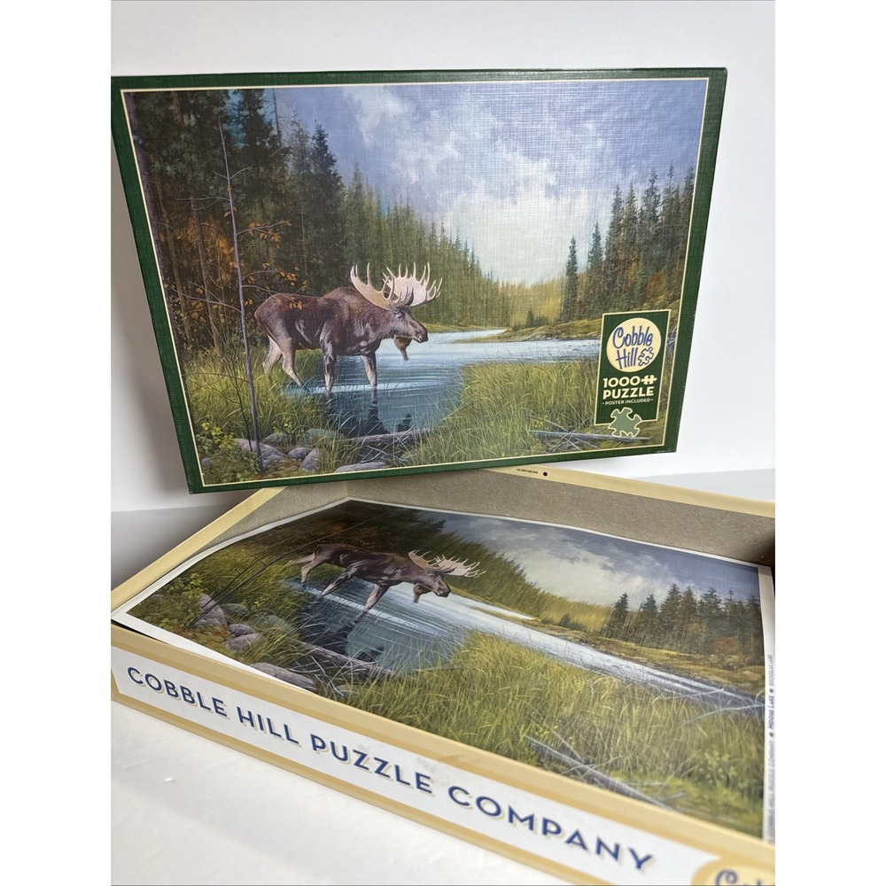 Cobble Hill Moose Lake 1000 Piece Jigsaw Puzzle w/ Poster